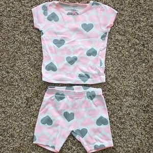 2 pc Carter's pink heart print set size 12m